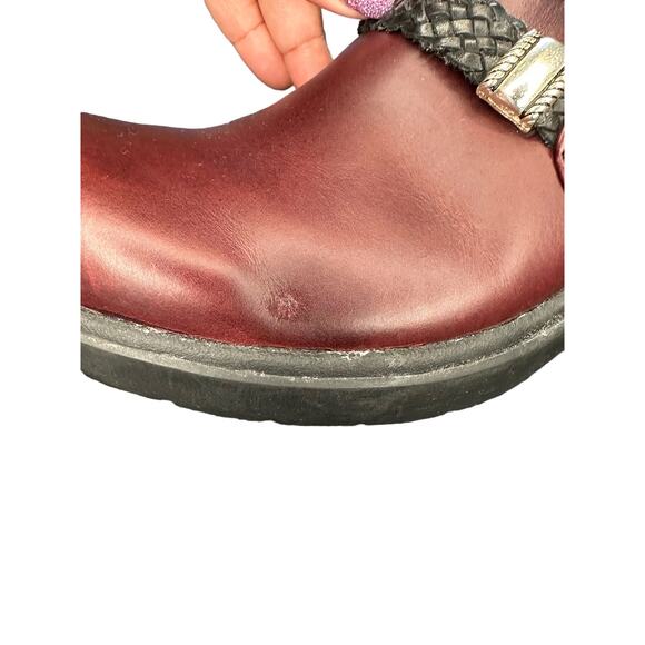 Ariat Burgundy Leather Western‎ Cowgirl Braided Slip On Mule Clogs Size 8 - Picture 6 of 11